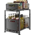 JAQZY Keuken Organizers - Keukenrek - Keuken Accessoires - Gootsteenkast Organizer - Kastopslag - Verstelbaar - Metaal - Zwart -