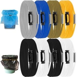 Jhubers Goods - Afvalbak Elastiek Banden - Vuilnisbak Accessoire - Verstelbaar - Afvalzakhouder - Keuken Huis Picknick - Compatibel met Vuilnisbakken - Groot Formaat - Elastiekjes (Veelkleurig, 8 Stuks)