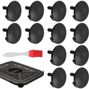 KARZO - 12-delige ronde frituurmand basis met oliekwast - airfryer accessoires voor keuken - anti-aanbaklaag - handige keukengereedschap.