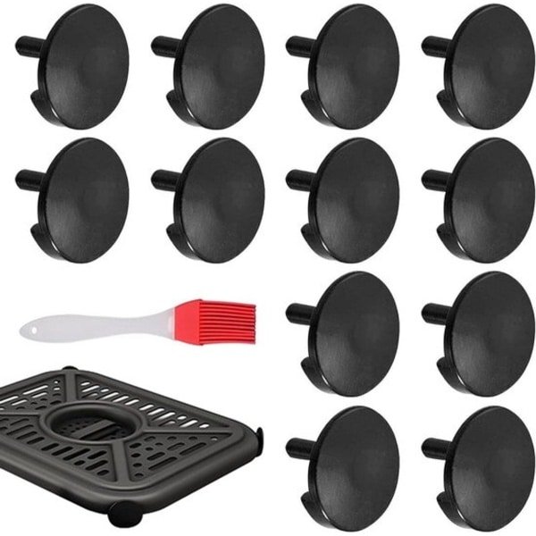 KARZO - 12-delige ronde frituurmand basis met oliekwast - airfryer accessoires voor keuken - anti-aanbaklaag - handige keukengereedschap.