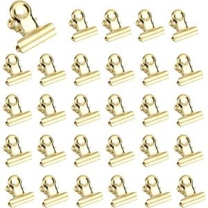 KARZO - Kleine Bulldog Paperclips, 60 Stuks, Goud, 22 mm, Kleine Clips Bindclips, Gouden Clips, Multifunctionele Clip voor Foto's, Kantoor, Keuken, Kantoor, Accessoires