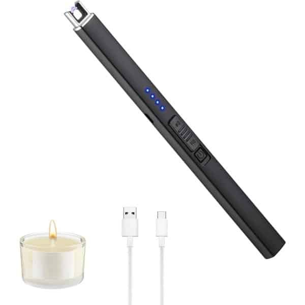 Kaars aansteker elektrische boogaansteker USB oplaadbare plasma vlamloze aansteker - winddichte veiligheid draagbare lange aansteker - voor kaars thuis keuken camping barbecue - mannen vader vriend cadeau - content nodig .