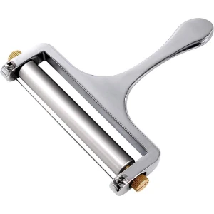 Kaasschaaf - Kaasschaaf voor harde kaas - Zinklegering - RVS - Verstelbare Dikte - Keuken Accessoires - Met rol en snijdraad - Kaasverdeler - Keukengerei - Geschikt voor keukens - 13X12.5X1.25CM - Zilver