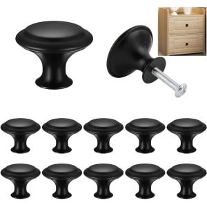 Kastknoppen set van 12 - Vintage kast handgrepen - Antieke meubelknoppen - Mat zwart design - Decoratieve keuken accessoires - Geschikt voor laden en deuren - Retro stijl knoppen - Zwarte accenten voor meubels.