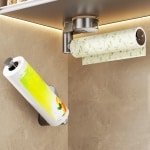 Keuken Organizer - Plasticfolie Houder - Papieren Rolhouder - Zuignap Keuken Rek - Ruimtebesparend Ophangrek - Geen Boorgaten - Keukenkast Accessoires - 2 Stuks - Grijs