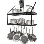 Keukengerei-houder pannenhouder keukenrek - keuken met 15 haken - hangrek kruidenpan rek - wandrek keukenstrip 75 cm - wandmontage mat zwart - HTML content toegevoegd ophangrek keukengerei