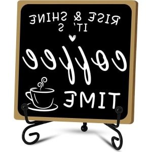 Koffie Bar Teken Decor - Zwart-Wit - IJzeren Stand - Tafelblad Plank Accessoires - Koffiestation Boerderij Keuken Kantoor.