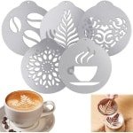 Koffie Sjablonen - Set van 5 - Roestvrij Staal - Cappuccino - Melkschuim - Koffie Decoratie - Kunstsjablonen - DIY - Barista Accessoires - Keuken Gadgets