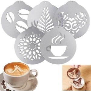 Koffie Sjablonen - Set van 5 - Roestvrij Staal - Cappuccino - Melkschuim - Koffie Decoratie - Kunstsjablonen - DIY - Barista Accessoires - Keuken Gadgets