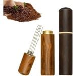 Koffie roerstaafjes set met houten handvat en naaldverdeler - Keuken accessoire voor espresso - Walnoot en palissander design