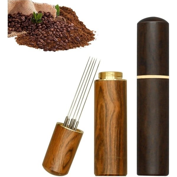 Koffie roerstaafjes set met houten handvat en naaldverdeler - Keuken accessoire voor espresso - Walnoot en palissander design