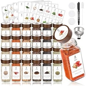 Kruidenpotjes Set van Acaciahout - 24 Organizers voor Keuken met Etiketten en Accessoires