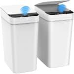 Kssvzz Set van 2 Sensor Prullenbakken, 10L Badkamer Prullenbak, Elektrische Prullenbak met deksel, Badkamer Prullenbak, Automatische Prullenbak voor Kantoor/Badkamer/Keuken/Slaapkamer (Wit)