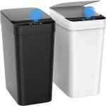 Kssvzz Set van 2 Sensor Prullenbakken, 10L Badkamer Prullenbak, Elektrische Prullenbak met deksel, Badkamer Prullenbak, Keuken Prullenbak, Automatische Prullenbak voor Kantoor/Badkamer/Keuken/Slaapkamer (Zwart, Wit)