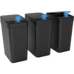 Kssvzz Set van 3 Sensor Prullenbakken, 10L Elektrische Prullenbak met sensor, Badkamer Prullenbak met klapdeksel, Automatische Prullenbak voor kantoor/badkamer/keuken/slaapkamer (zwart)