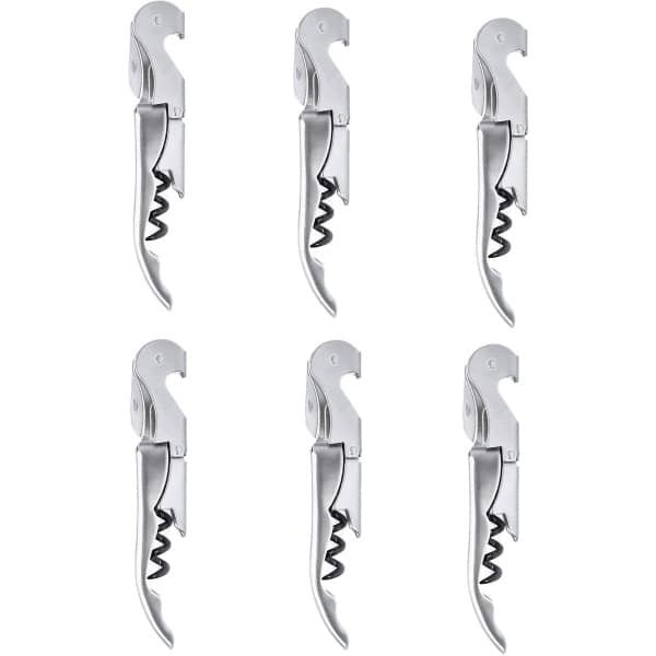 Kurkentrekker / flesopener 3- 6x -in-1 - RVS - Wijnflesopener / bierflesopener - Keuken accessoires - Zilver - Kelnermes