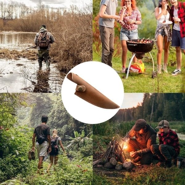 Lederen messenschede - verticale messentas voor riem - 14/17/20 cm lang - riemmesetui met riemlus en drukknopen voor jacht - vrije tijd - keuken - accessoires voor messen