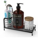 Luxspire Tandenborstelhouder, Badkamerorganizer met Droogmat van Steen en Antislipmatjes, Elektrische Tandenborstelhouder van Roestvrij Staal voor Badkamer en Keuken, Zwart