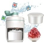 Manuele ijscrusher met handslinger en ijsblokjesvormen - voor bar en keuken - ijsdrank accessoires voor snowcones, ijs en slushies (wit + groen)