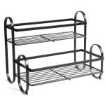 Metalen kruidenrek voor in de keuken, kruidenrek met dubbele laag, kruidenopbergrek, multifunctioneel keukenopbergrek met accessoires