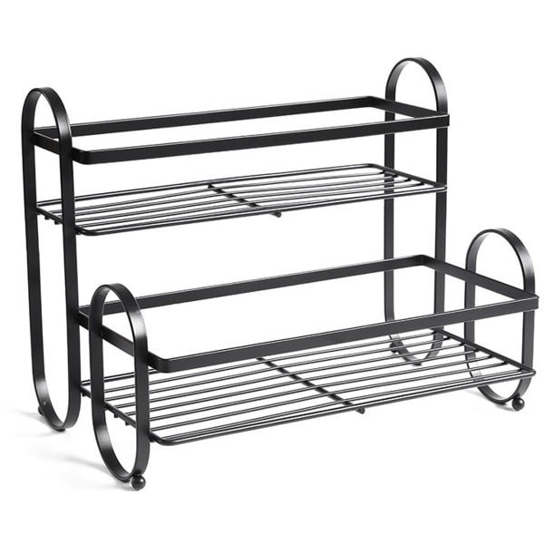 Metalen kruidenrek voor in de keuken, kruidenrek met dubbele laag, kruidenopbergrek, multifunctioneel keukenopbergrek met accessoires