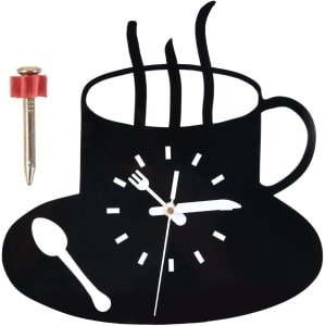 Moderne Acryl 3D Wandklok voor Keuken en Kantoor - DIY Klok - Stille Verwijderbare Klok - Decoratie voor Keuken, Koffiehoek en Winkel - Kunstzinnig Ontwerp - Cafe en Kamer Accessoire.