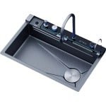 Multifunctionele Gootsteen - Keuken wasbak- Multifunctionele wasbak - Waterval kraan - Inclusief accessoires - 75x45cm