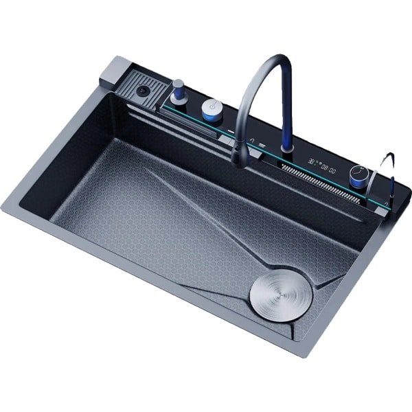 Multifunctionele Gootsteen - Keuken wasbak- Multifunctionele wasbak - Waterval kraan - Inclusief accessoires - 75x45cm