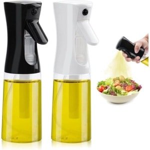 Oliesproeiers 200 ml - Keuken Accessoire voor Air Fryer, Grillen, Salade, BBQ - Glas Oliefles - Heteluchtfriteuse - Bakken - Zwart en Wit