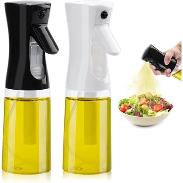 Oliesproeiers 200 ml - Keuken Accessoire voor Air Fryer, Grillen, Salade, BBQ - Glas Oliefles - Heteluchtfriteuse - Bakken - Zwart en Wit