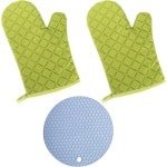 Ovenhandschoenen Set van 2 met Pot - Hittebestendige Silicone Handschoenen voor Oven - Keuken Accessoires met Pot Houder - Rood