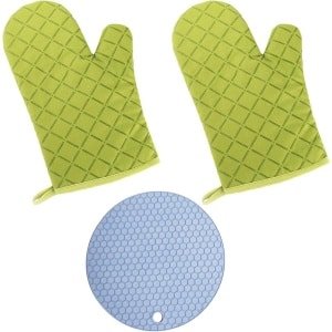 Ovenhandschoenen Set van 2 met Pot - Hittebestendige Silicone Handschoenen voor Oven - Keuken Accessoires met Pot Houder - Rood