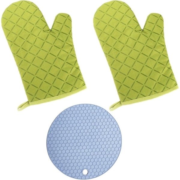 Ovenhandschoenen Set van 2 met Pot - Hittebestendige Silicone Handschoenen voor Oven - Keuken Accessoires met Pot Houder - Rood