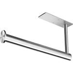 Papieren Handdoekhouder - RVS - Ruimtebesparend - Onder Kast - Zelfklevend - Boormontage - Quadrate Bodem - Lang - Zilverachtig - Geschikt voor Keuken - Modern Design met Haakjes - Handige Accessoire voor Thuisgebruik