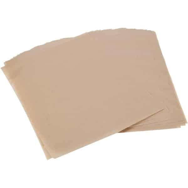 Papieren Inlegzolen voor Barbecue en Keuken - 100 Vellen - Anti-aanbakpapier - Bakmatten - Siliconenolie - Vierkant - Bruin - Praktische Accessoires