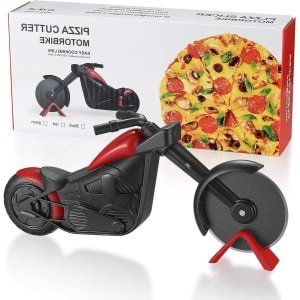 Pizzasnijder Motorfiets - RVS Pizzames - Twee Wielen - Innovatief Pizza Wiel Snijder - Non-Stick Coating Keukengadget - Accessoires - Keuken - Gereedschap - Motorfiets ontwerp - Pizza-accessoire - Zilver.