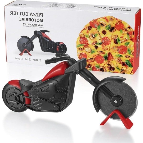 Pizzasnijder Motorfiets - RVS Pizzames - Twee Wielen - Innovatief Pizza Wiel Snijder - Non-Stick Coating Keukengadget - Accessoires - Keuken - Gereedschap - Motorfiets ontwerp - Pizza-accessoire - Zilver.