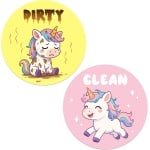 Reversible Magnet Clean Dirty - Funny Unicorn Double Sided Flip Magnet voor Keuken en Wasruimte Accessoire
