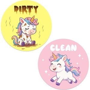 Reversible Magnet Clean Dirty - Funny Unicorn Double Sided Flip Magnet voor Keuken en Wasruimte Accessoire