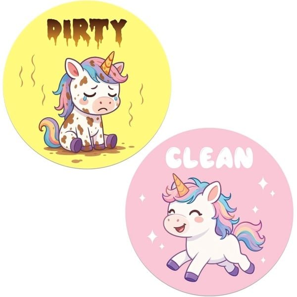 Reversible Magnet Clean Dirty - Funny Unicorn Double Sided Flip Magnet voor Keuken en Wasruimte Accessoire