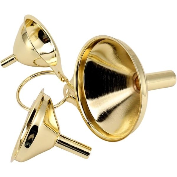 Roestvrijstalen Keukentrechterset - Goudkleurig - Duurzaam en Draagbaar - Accessoires voor de Keuken - Smalle Ventielstang - Vullen van Kleine Flessen en Containers