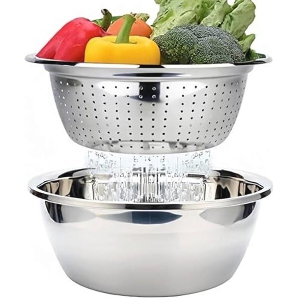 Roestvrijstalen Vergiet met Mengkom - 26cm Keuken Accessoire voor Voedsel Voorbereiding