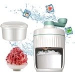 Rotary Handmatige IJskloppers - Ice Crusher met Hand Crank - IJskloppers en IJsblokkommen voor Bar - Keuken - Ijscrème en Slushymaking Accessoires - Wit - Groen