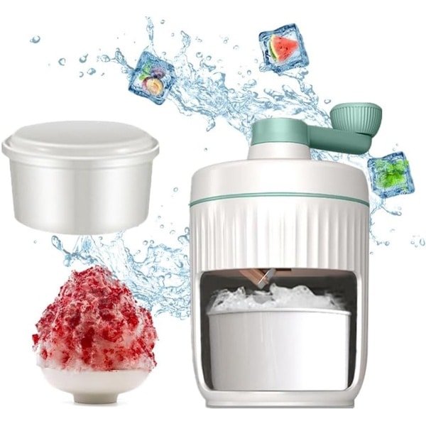 Rotary Handmatige IJskloppers - Ice Crusher met Hand Crank - IJskloppers en IJsblokkommen voor Bar - Keuken - Ijscrème en Slushymaking Accessoires - Wit - Groen