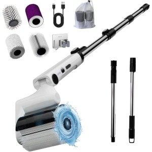 Roterende elektrische reinigingsborstel voor badkamer en keuken met verstelbare hoek, 4 borstelkoppen