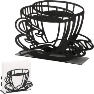 Servethouder van Metaal voor Tafel Papier Opslag - Stijlvol Ontwerp voor Eetkamer, Woonkamer, Bar en Keuken - Handige Accessoire met Zwarte Afwerking