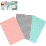 Servies Afdruipmat Set van 3 - Blauw, Grijs, Roze - 20 x 30 cm - Keuken Accessoires