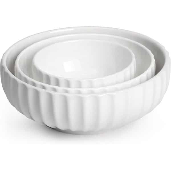 Set van 3 Keramische Slakommen - Serveerschalen voor Fruit en Pasta - Verschillende Maten - Praktische Nestkommen - Stijlvol Servies - Keuken Accessoires.