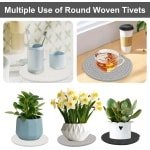 Set van 3 geweven onderzetters - hittebestendig - ronde gevlochten onderzetters - keuken accessoires - pannen en borden - decoratief - 3 kleuren - 18 cm