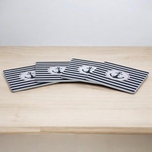 Set van 4 Houten Onderzetters Maritiem Design Antislip Keuken Accessoire